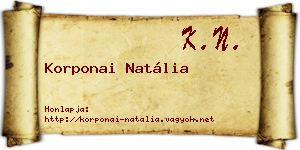 Korponai Natália névjegykártya